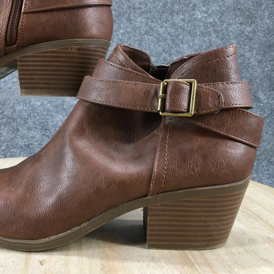 Charlotte Russe ботинки женщин 9 стороны молнии лодыжки ботинок коричневый искусственной кожи каблуки - Изображение 3 из 4