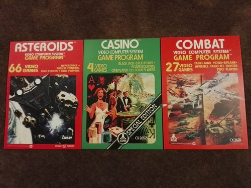 COLECCIÓN DE RETRO ATARI CAJA ARTE VCS 2600 PÓSTERS A4 Forajido, Combate, Asteroides  - Imagen 1 de 5