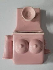 Vintage Wall Crank Telephone Planter Pink Ceramic Pencil Pocket