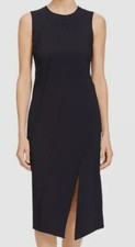  246 Theory Women's Black Sleeveless Exposed Seam Midi Dress Size S