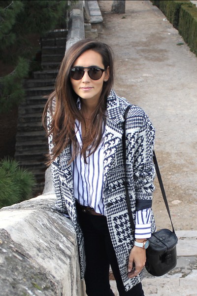 ZARA WHITE BLUE NAVY COAT JACKET CAPE CARDIGAN KIMONO REF. 8144 / 263 / 080