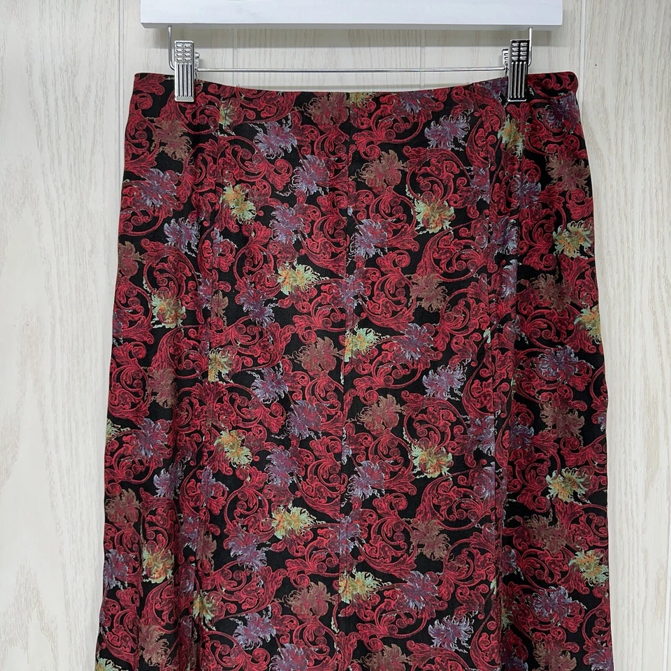 Maxi Falda Christopher & Banks Panel Acampanado Mujer Talla 6 Negra Roja Cremallera Lateral Foto 2 de 4