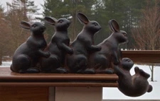 Hugging Playful Brown Resin Bunny Rabbits Farmhouse Easter Spring Shelf Sitter