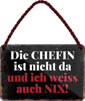 Lustiger Spruch  DIE Chefin IST Nicht DA UND ICH Weiss AUCH NIX!  Deko Schild Wi