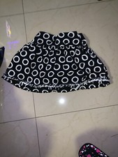 Childrens Place Girls Pleated Dot Print Skirt Size 4 Black White Cotton Lined