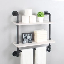 Industrial Pipe Shelving,Iron Pipe Shelves Industrial Bathroom Shelves with Towe