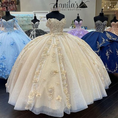 Quinceanera Dresses Bridal Ball Gown 3D Flower Pageant Prom Sweet 16 Party