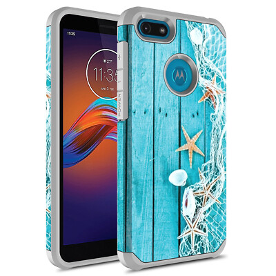 For Moto E6 Play Hybrid Graphic Fashion Cute Colorful Silicone Case