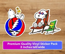 Grateful Dead Snoopy Peanuts Woodstock 2-pack 3x2 in Jerry Garcia