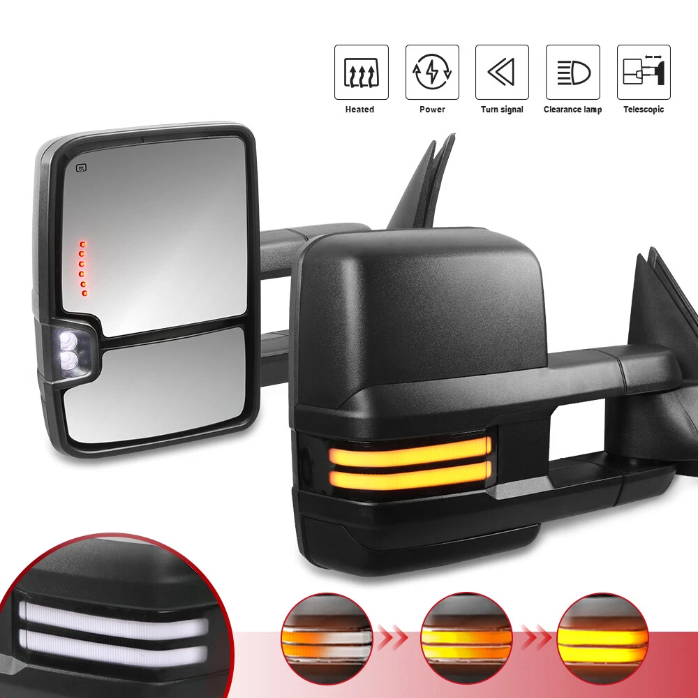 Pair Power Heated Tow Mirrors For 2015-2018 Chevy Silverado GMC Sierra 1500 2500