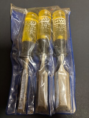 Vintage HWI Chisel Set 1/2'', 3/4''  1''  Made In USA