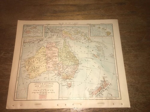1892 Australia and New Zealand Antique Atlas Map Butler's Complete Geography - Afbeelding 1 van 5