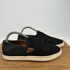 Womens Olukai Pehuea Black Mesh Slip On Casual Sneakers Shoes Loafers Size 9 M