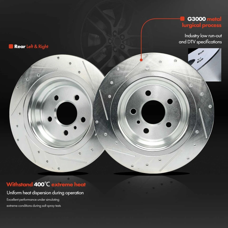 2 件后左右钻制动转子适用于梅赛德斯-奔驰 W166 GLE350d ML250 — 第 3/4 张图片