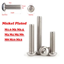 M1.6 M2 M2.5~M12 Grade 10.9 Button Head Socket Screws Allen Bolts Nickel Plated