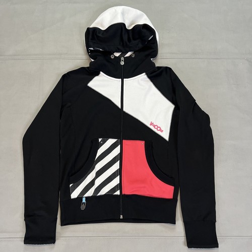 VOLCOM Womens Black Stripe Color Block Track Skater Skateboard Zip Jacket-S-7486