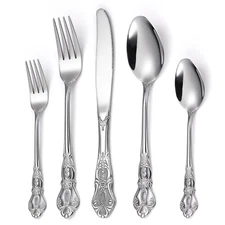 Silverware Set For 8,OIULO 18/0 Stainless Steel 40-Piece Flatware Set Service.