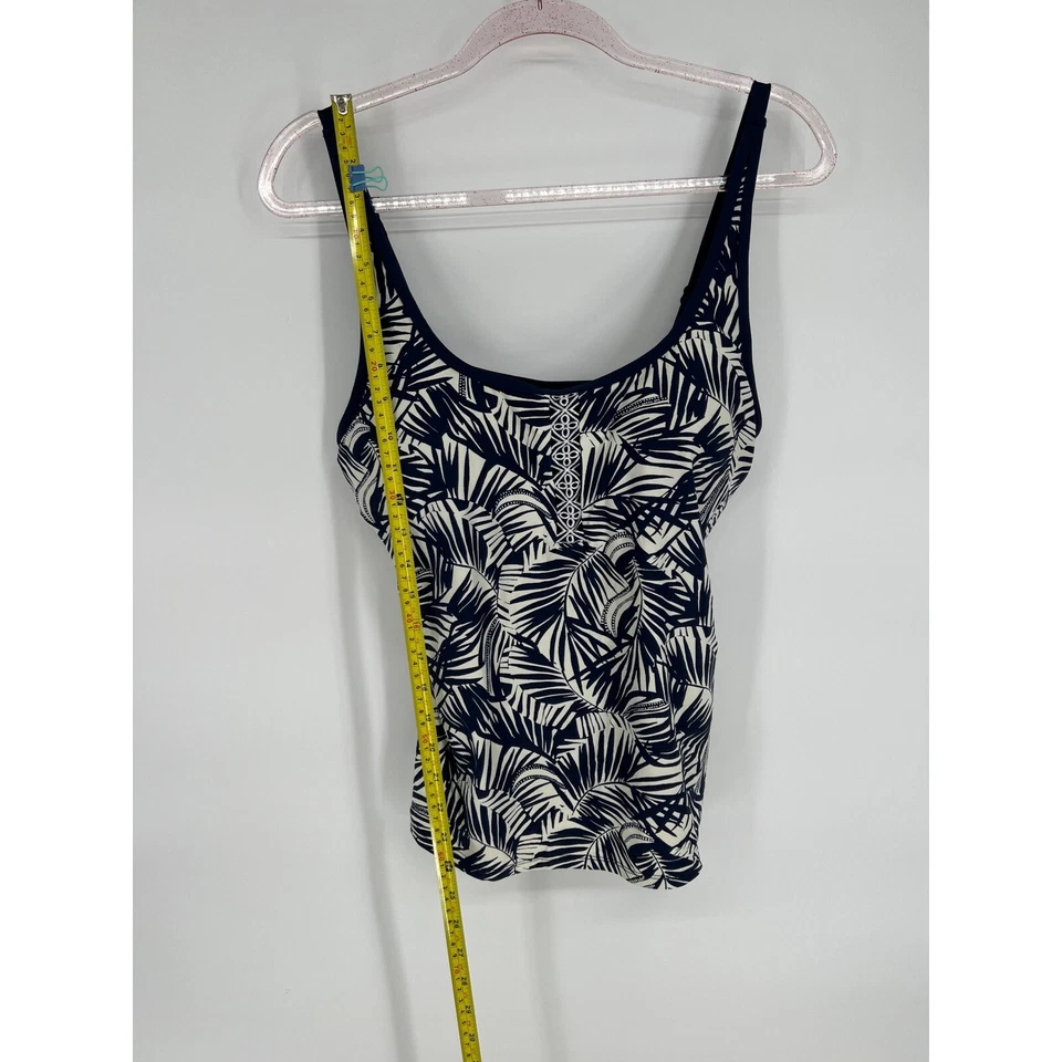 Top de natación Beach House Tankini estampado de palmeras tazas acolchadas negro blanco talla 14 Foto 2 de 4