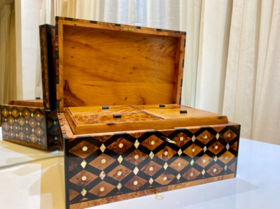 Schmuck Holzkiste Organizer mit Schlüssel Andenken Geschenkbox Luxus