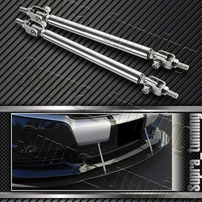 Adjustable 100mm Silver Bumper Splitter Lip Spoiler Strut Support Rod Tie Bar
