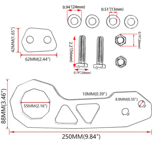 Universal JDM Racing Car Rear Tow Hook Trailer Ring Tow Strap For Honda Civic - Bild 5 von 32