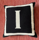 Jonathan Adler Cushion Reversible I Letter 16 x 16 Square Wool Down Black Cream