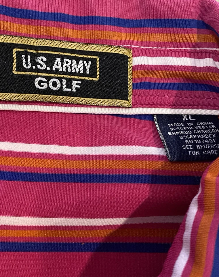 Camisa polo Leilehua campo de golf para hombre a rayas rosa poliéster Hawaii Foto 4 de 4