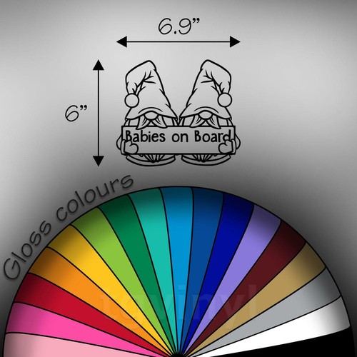 6.9" BABIES ON BOARD GONKS v2 Vinyl Decal Sticker Window Twins Boy Boys Gnome - Picture 2 of 31