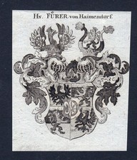 Christoph F&uuml;rer Haimendorf N&uuml;rnberg Wappen Adel coat arms Kupferstich engraving