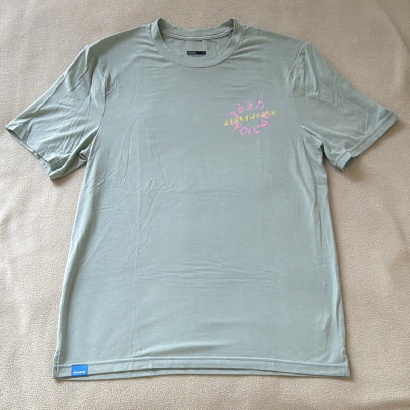 janji Men's Light Green Graphic Print Jersey Crew Short Sleeve T-Shirt S
