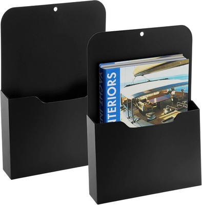 2 Pack Magnetic File Holder Wall Mounted Paper Organizer Pocket Office Storage 
