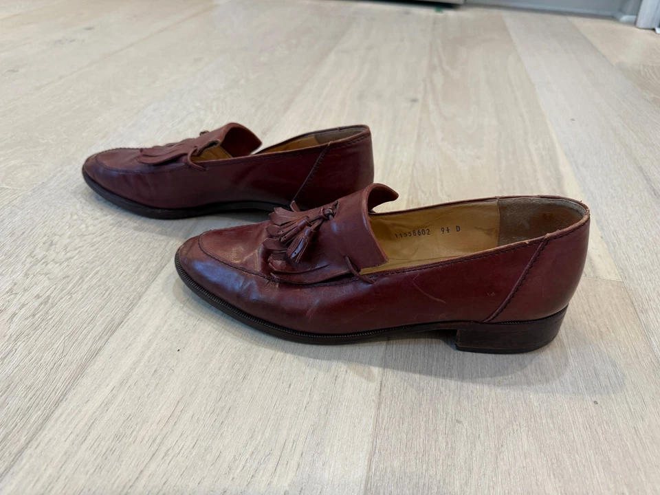 Zapatos de vestir Charles Jourdan rojos borgoña de cuero italiano para hombre talla 9,5 Foto 3 de 4