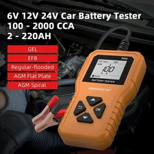 6/12/24V Car Battery Tester Load Battery Charging Cranking Test Tool 100~2000CCA