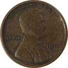 1911 S Lincoln Wheat Cent F Fine Penny 1c Coin Collectible SKU:CP743