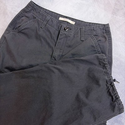 Levis 94 Baggy Cargo Pants Gray Wide Leg Utility Drawstring Hem Womens 27