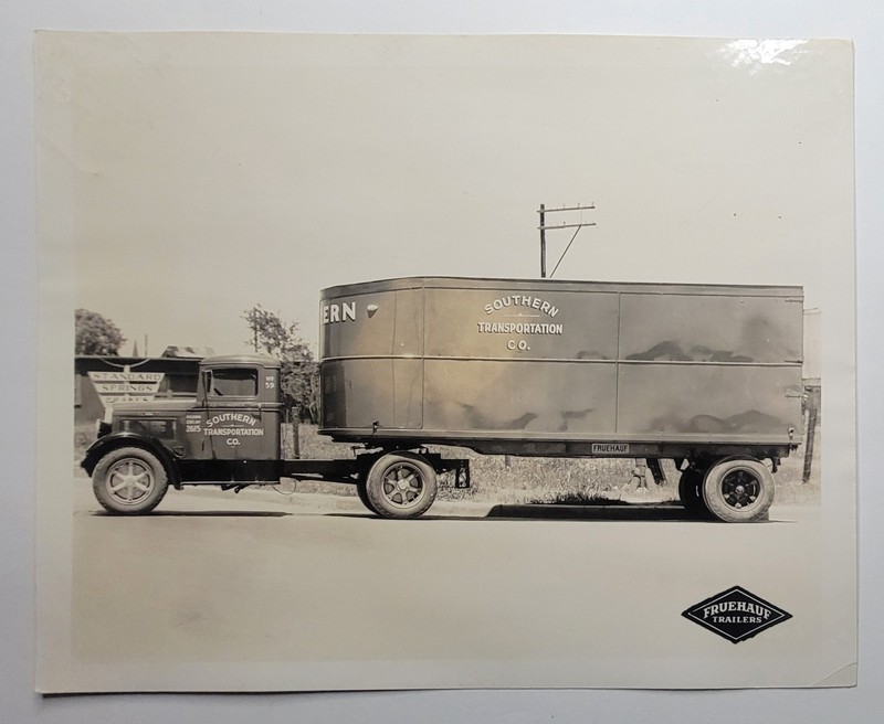 White Fruehauf Southern Transport Houston TX Railroad Tractor Trailer Photo