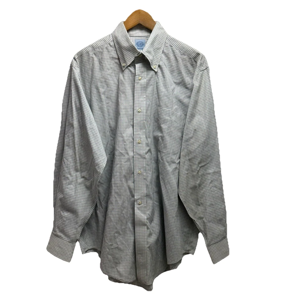 Mercer & Sons Men's 17/34 White/Green/Purple Checkered Button Down Cotton Shirt - Image 2 of 4