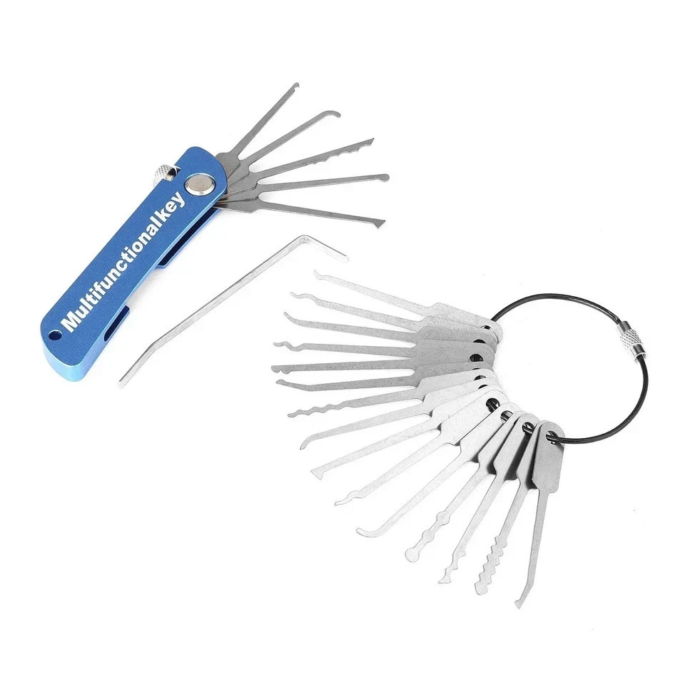 21-in-1 Locksmith Pick Tool Set Portable Foldable Lock Pick Tools Kit 8.5cm
