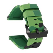 Silicone Watch Bands 26mm Soft Watch Band with Black Buckle, Camo Drak Green