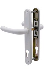 Maniglia uPVC 92mm PZ Molla con piastra posteriore rinforzata - Bianco 210mm Centri di fissaggio