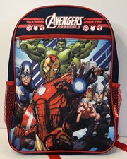 Marvel Avengers Kids Backpack 15.5 x 12"x 4 Boys School Book Bag Navy Blue Red