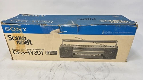 Sony CFS-W301 Sound Rider Dual Cassette Recorder AM-FM Stereo Radio w/Cord