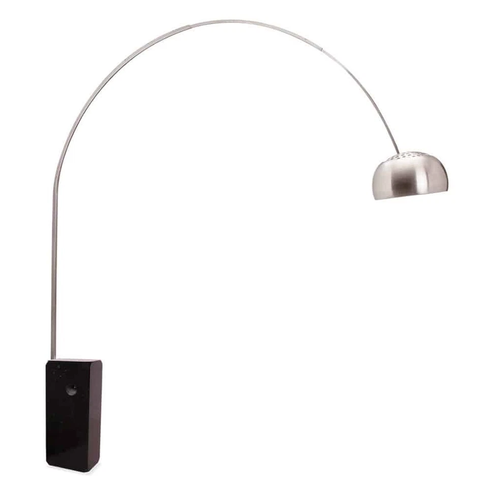 Arco Floor Lamp Castiglioni Replica Italian Marble Base Stainless Steel Stem - Image 2 of 4