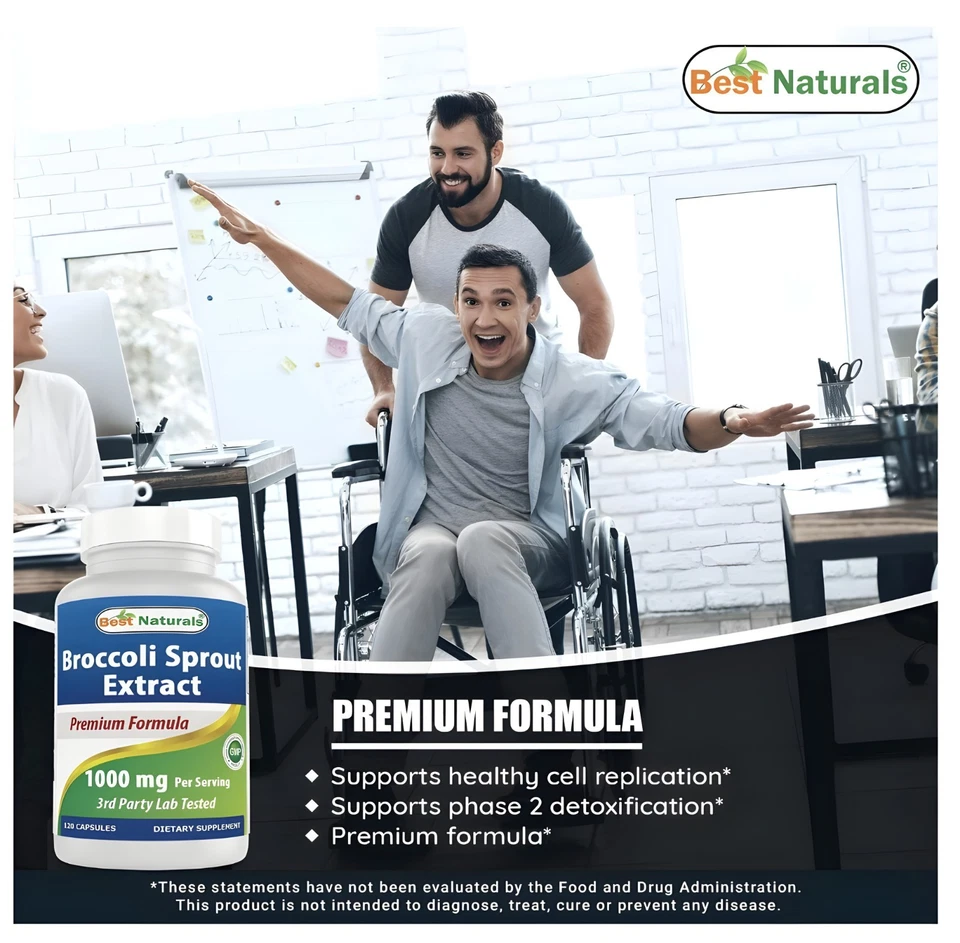 Экстракт ростков брокколи широкого спектра действия 1000 мг, 120 капсул без ГМО для здоровья. - Изображение 4 из 4