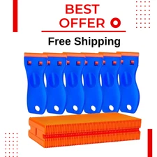 6 Pcs Razor Scraper with 60 Pcs Plastic Blades Plastic Razor Blade Scraper Tool