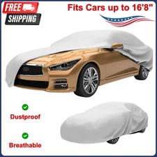 Budge Lite Car Cover Dustproof, Breathable Automotive Cover Fits Car Up To 16'8"