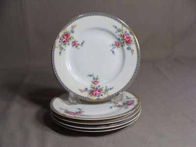5 THUN 6 1/4'' Bread Plates In The Duchess Rose Pattern, Bohemia