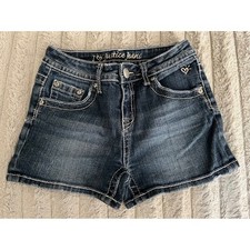 Justice Girls Denim Shorts Dark Wash Simply Low Thick Stitch Size 12R