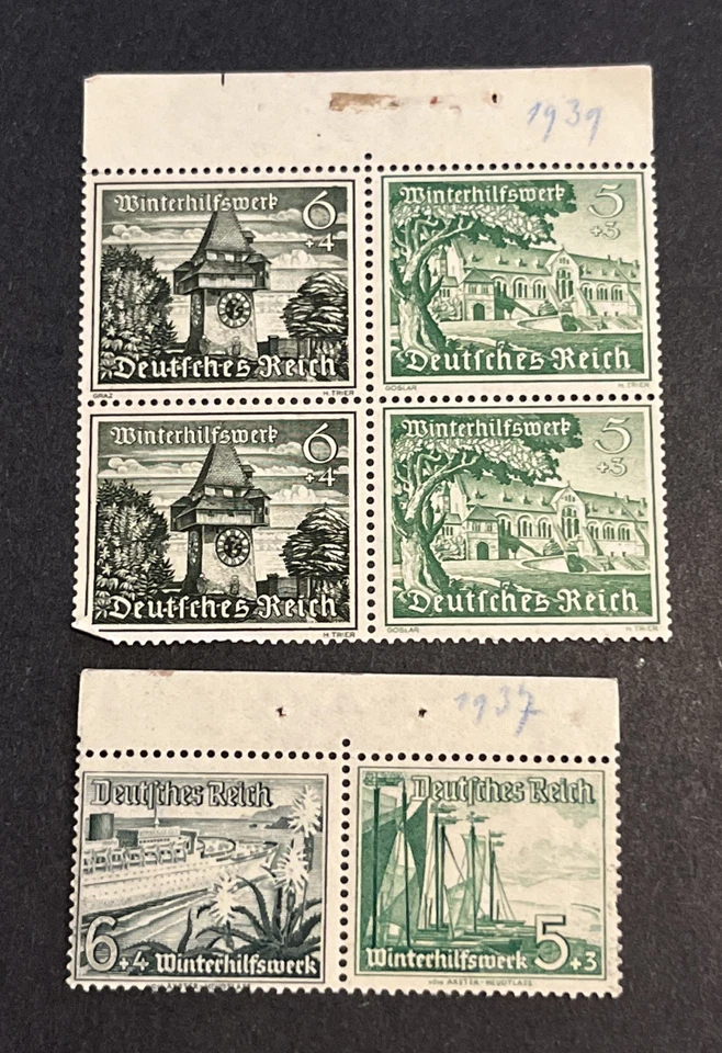 Folleto de estampillas de ayuda de invierno de la Segunda Guerra Mundial del Tercer Reich alemán WHW con estampillas Foto 3 de 4