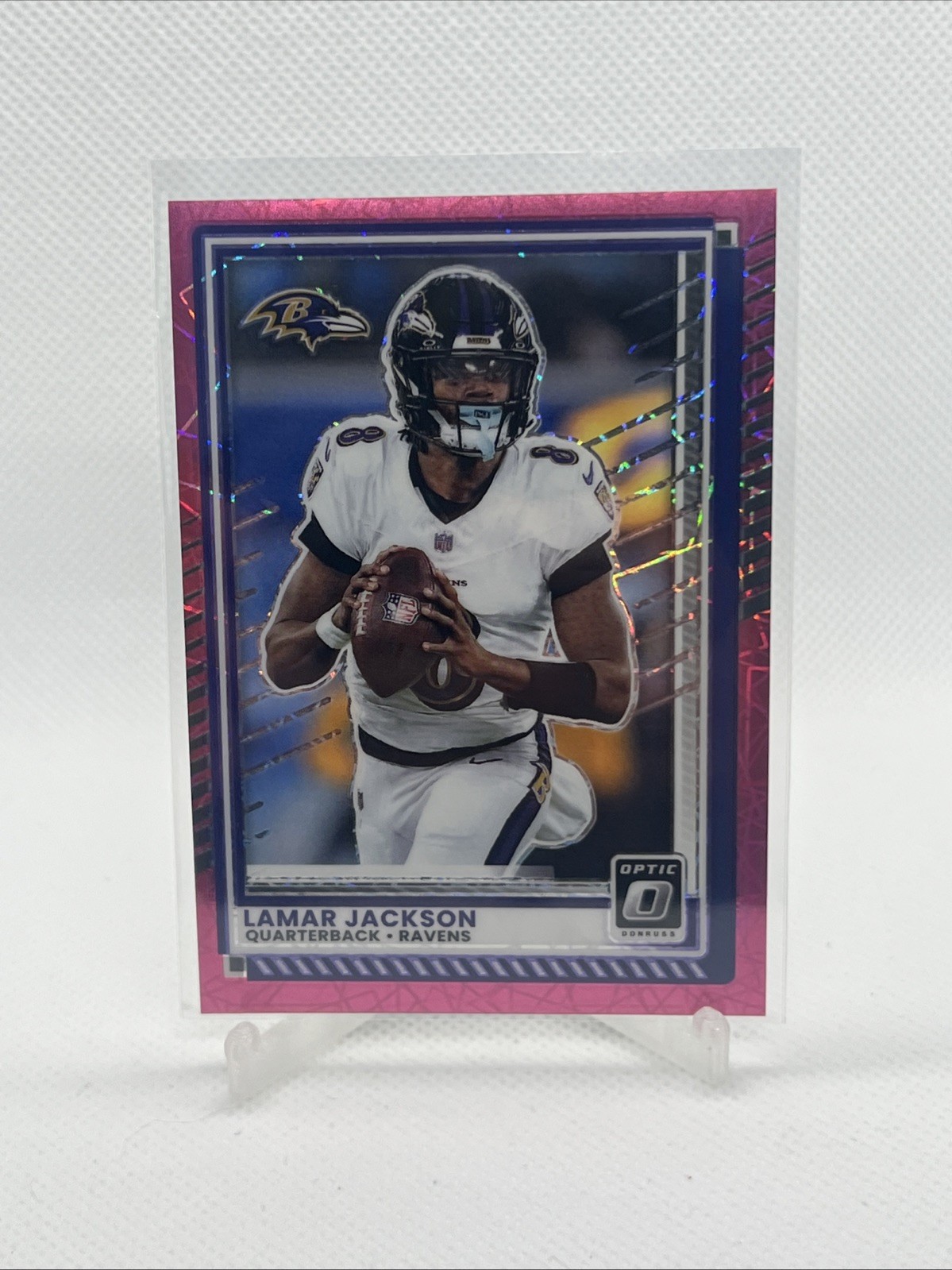 2025 Donruss Optic Pink Velocity 44/99 Lamar Jackson Baltimore Ravens